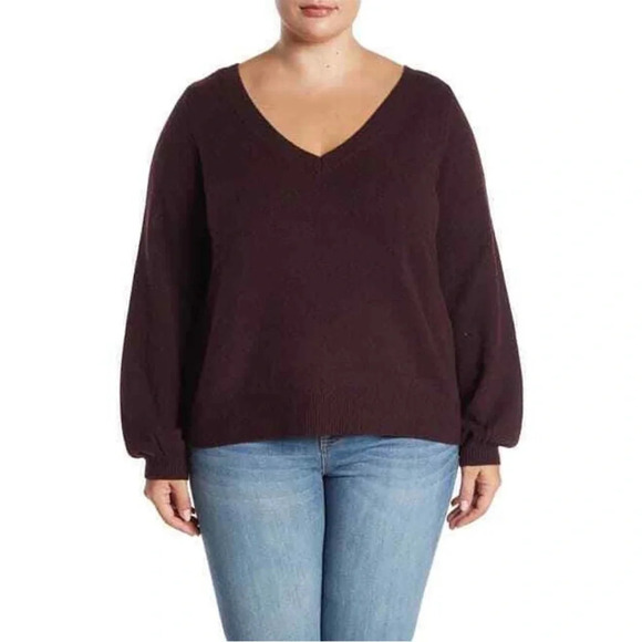 14th and Union NWT for Nordstrom two way sweater Plus size 3x Dark Red/Purple - Picture 8 of 11